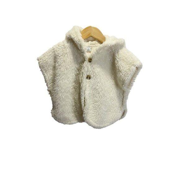 OLD NAVY HOODED SHERPA PONCHO FOR TODDLER GIRL SWEATER 3T Cream - Picture 2 of 5